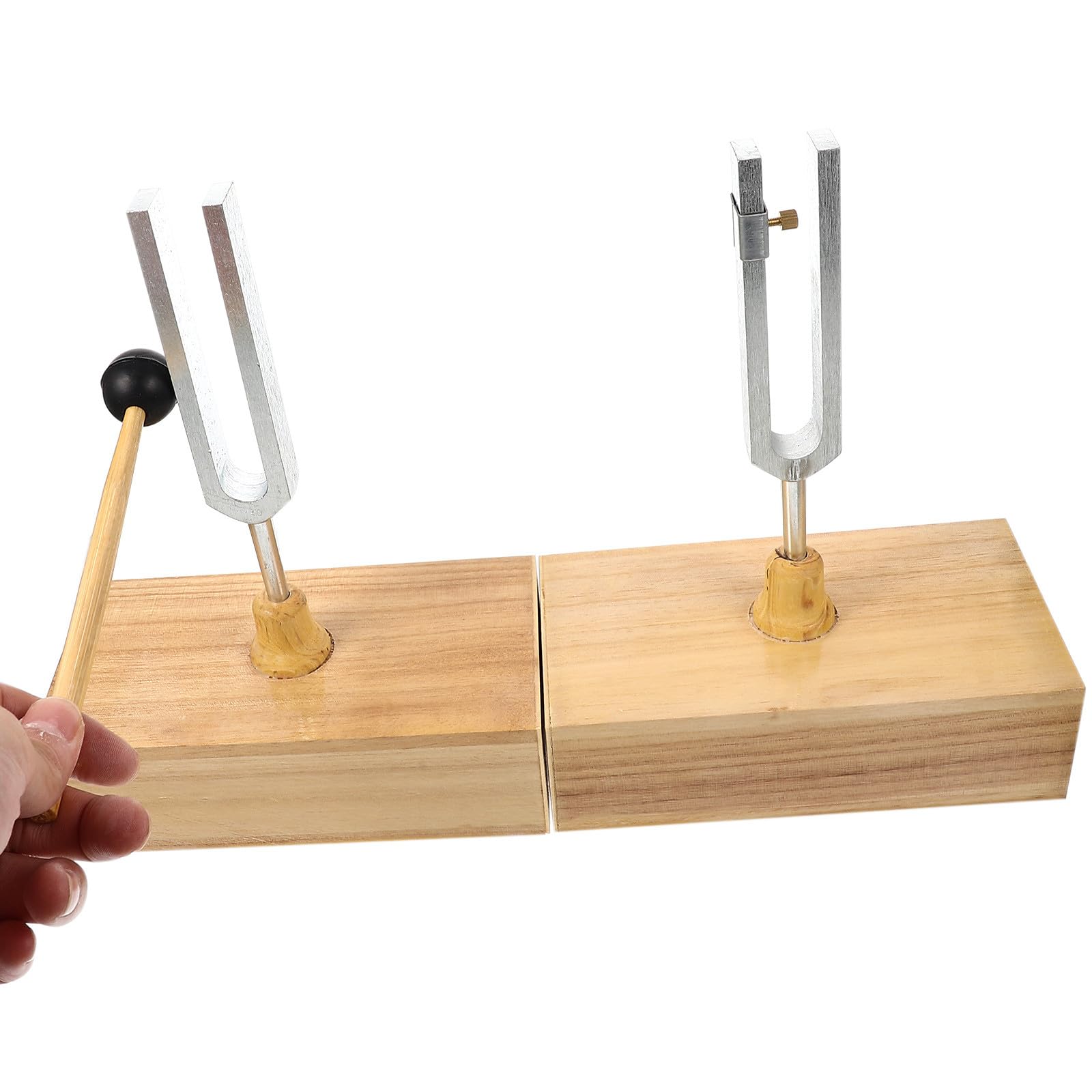 MAGICLULU Diapason en Métal Réglage Précis et Timbre Clair avec Marteau et Base en Bois 440hz Instrument pour Expérience Acoustique Physique pour L'enseignement Scientifique