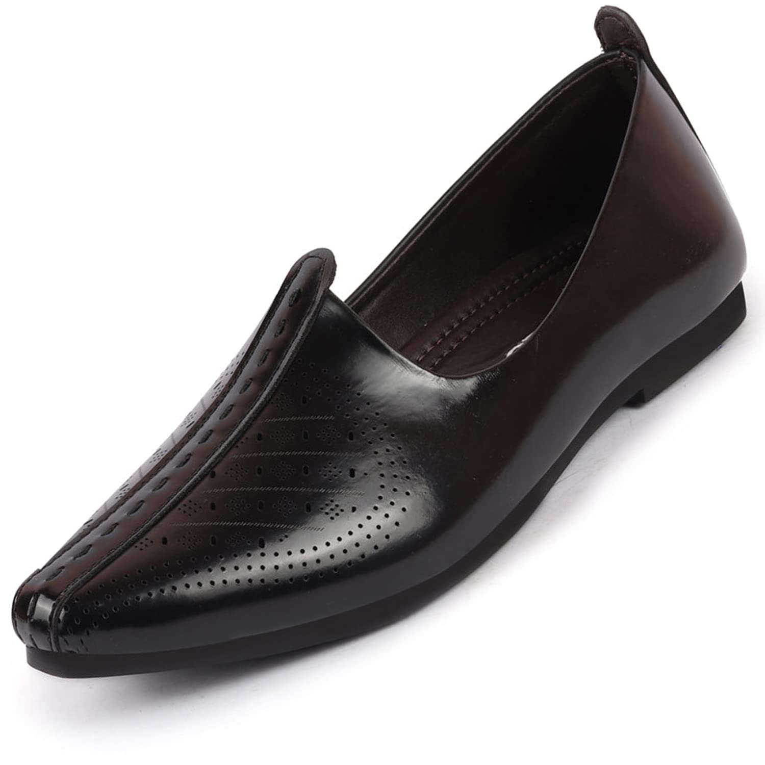 Mens Laser Cut Ethnic Slip On Wedding Juttis and Mojaris | Festive Ethnic Dress Shoes-image-13