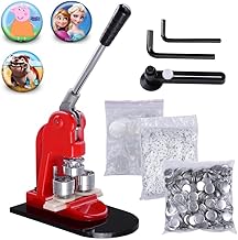 Mophorn Badge Machine 44mm Badge Maker DIY Press Badge 1000 Pieces Badge Making Machine Circular Buttons Badge Making Machine Red User Friendly Handle
