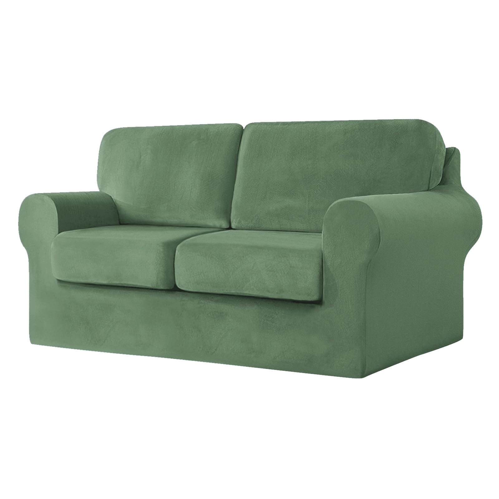SYLC Sofa Cover with Separate Seat Cushions and Backrests Stretch Velvet Sofa Slipcover Couch Covers Furniture Protector Split Combined (Mint green,2 Seat Set 5 PCS)