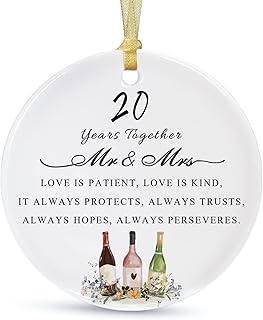 20th Anniversary China Christmas Ornament 2023,Happy 20th Wedding Anniversary Decorations for Couple,China Gifts for 20 Year Anniversary, Married as Mr and Mrs 20 Yr Ornament