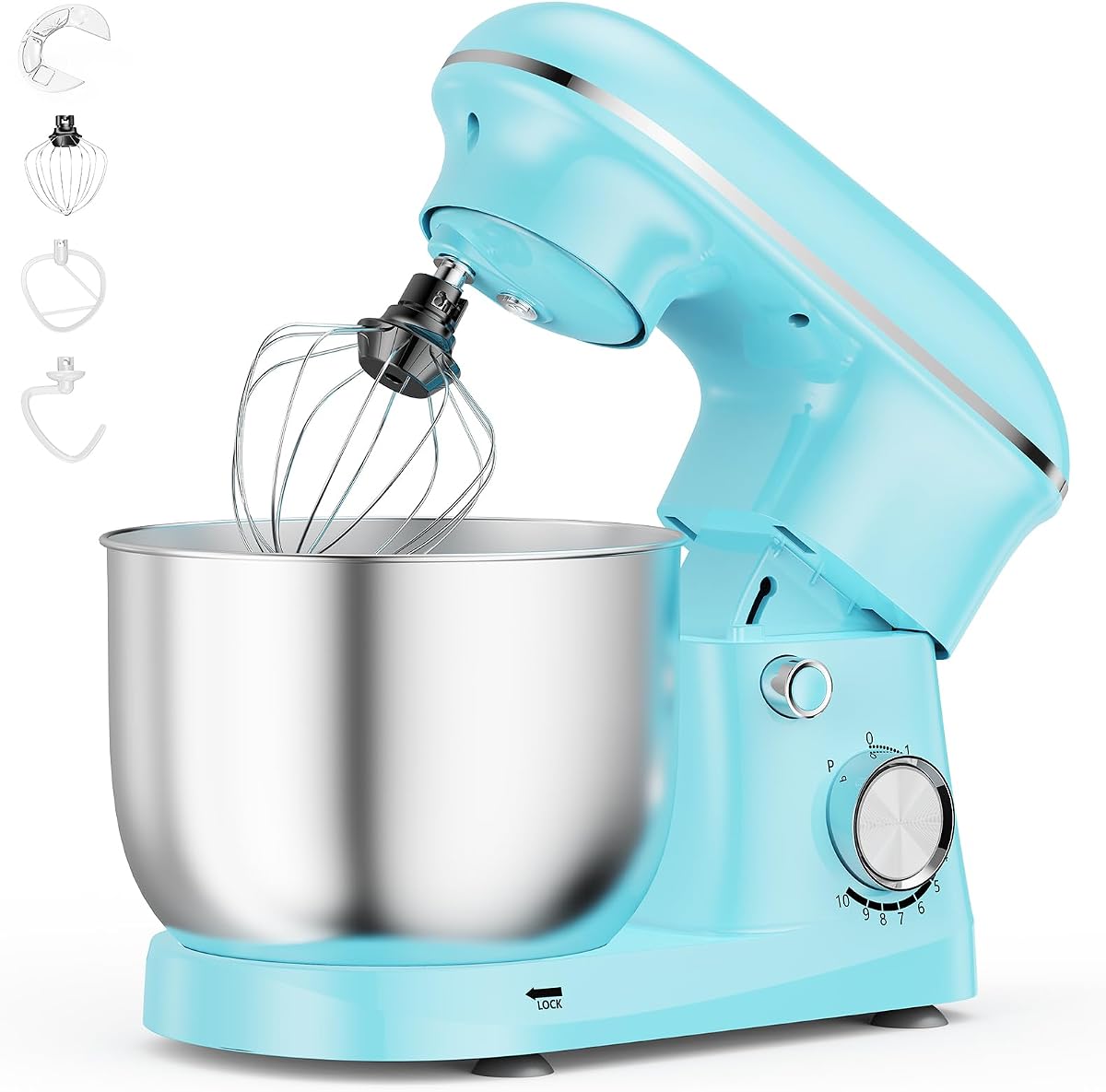 Stand Mixer 6.3QT, Kitchen Electric Mixers Alternative | 10-Speed Dough Hook, Whisk, Beater & Splash Lid, Multi-Cover for Baking, Cakes and Home Cooking Needs