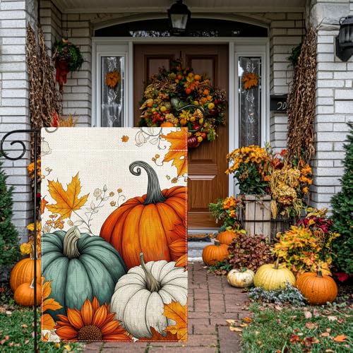 Drapeau d'automne double face en toile de jute robuste pour extérieur - 2