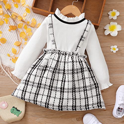 Patpat Baby Toddler Floral Print Dress Crewneck Long Sleeves Dress For Girls Toddler Girl Ruffle Collar Plaid Dress #TOP1