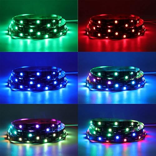 Miniatura 7 de WS2811 RGB IC LED Tira de 16.4 pies, 30 LEDsm, luz de píxeles flexible direccionable de color de ensueño, LED digital programable de 10 píxelesm,