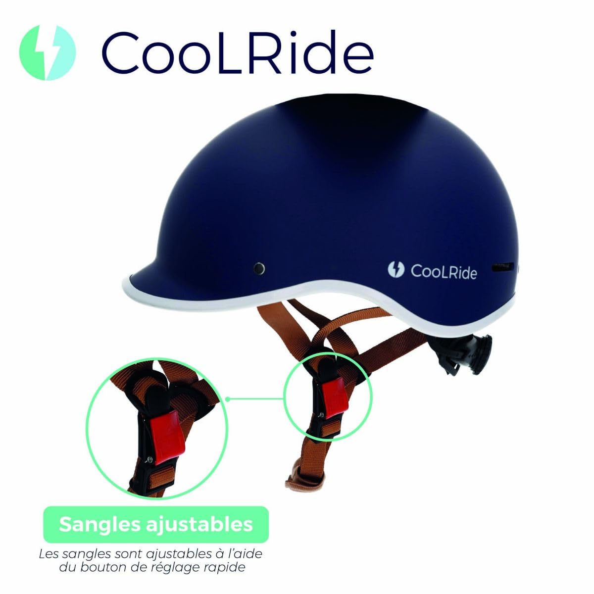 Cool Ride - Casque Adulte avec Headlock - Multisport Vélo et Trottinette - Ajustable et Léger - Urbain - 2 Aérations - Visière intégrée - Certifié Norme en 1078