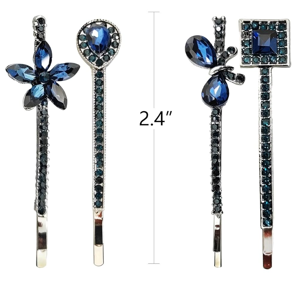 Amazon.com : 8 Pieces/4 Pairs Vintage Blue Rhinestone Hair