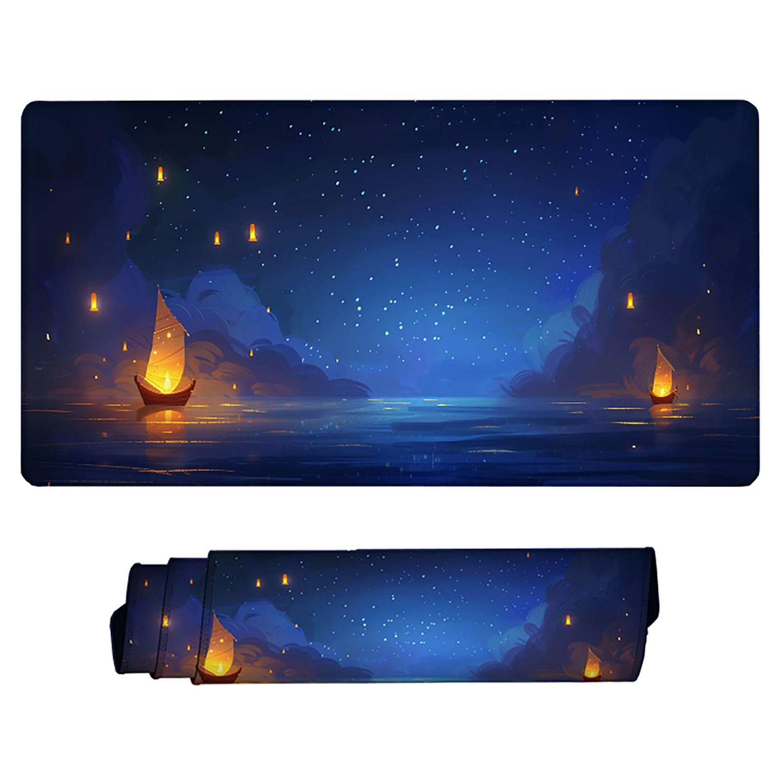 Czarna podkładka pod mysz XXL, podkładka na biurko, 1200 x 600 cm, szyte krawędzie, podkładka pod mysz, gumowa podstawa, gwiaździste niebo, podkładka pod mysz, stabilna przyczepność na gładkich