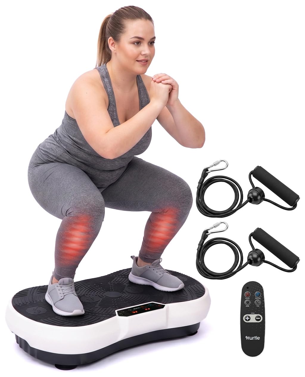 Hurtle Fitness Vibration Platform Workout Machine | Exercise Equipment For Home | Lymphatic Drainage |Weight Loss Fat Burner & Toning for Women & Men Includes Remote Control & 2 Balance Straps