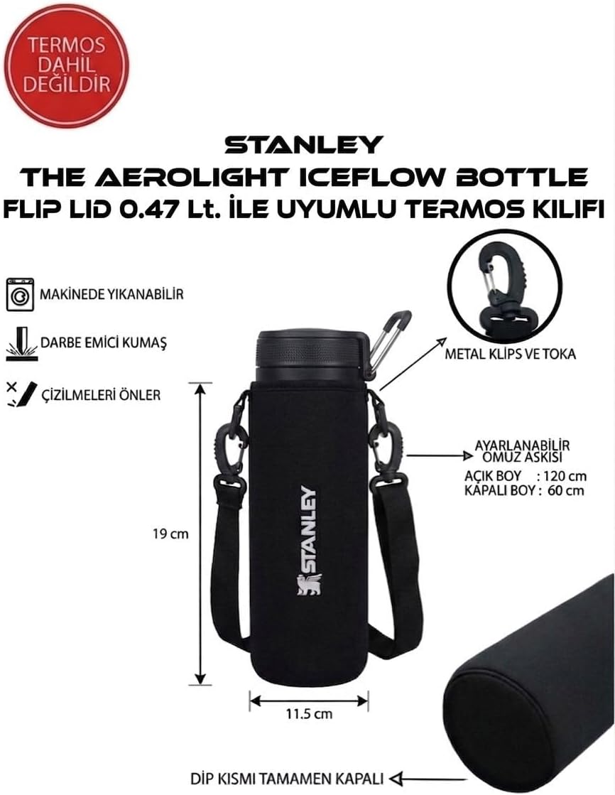 Safir Kamp Stanleye The Aerolight Bottle Flip 0.47 Lt ile Uyumlu Omuz Askılı Kılıf