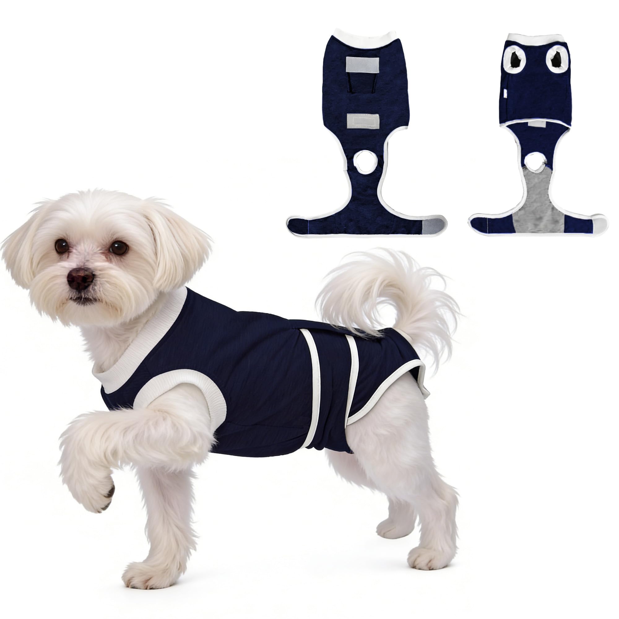 PawSailor Dog Surgery Recovery Suit Soft Dog Recovery Body Suit After Surgery Post-Op Dogs Onesie for Female Spay & Male Neuter, Puppy Post Vest E-Collar Cone Alternative, Prevent Licking, Navy XL