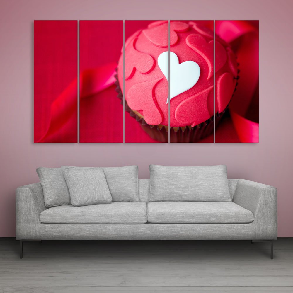 Inephos Multiple Frames Love Cupcake Wall Painting (150cm X 76cm)
