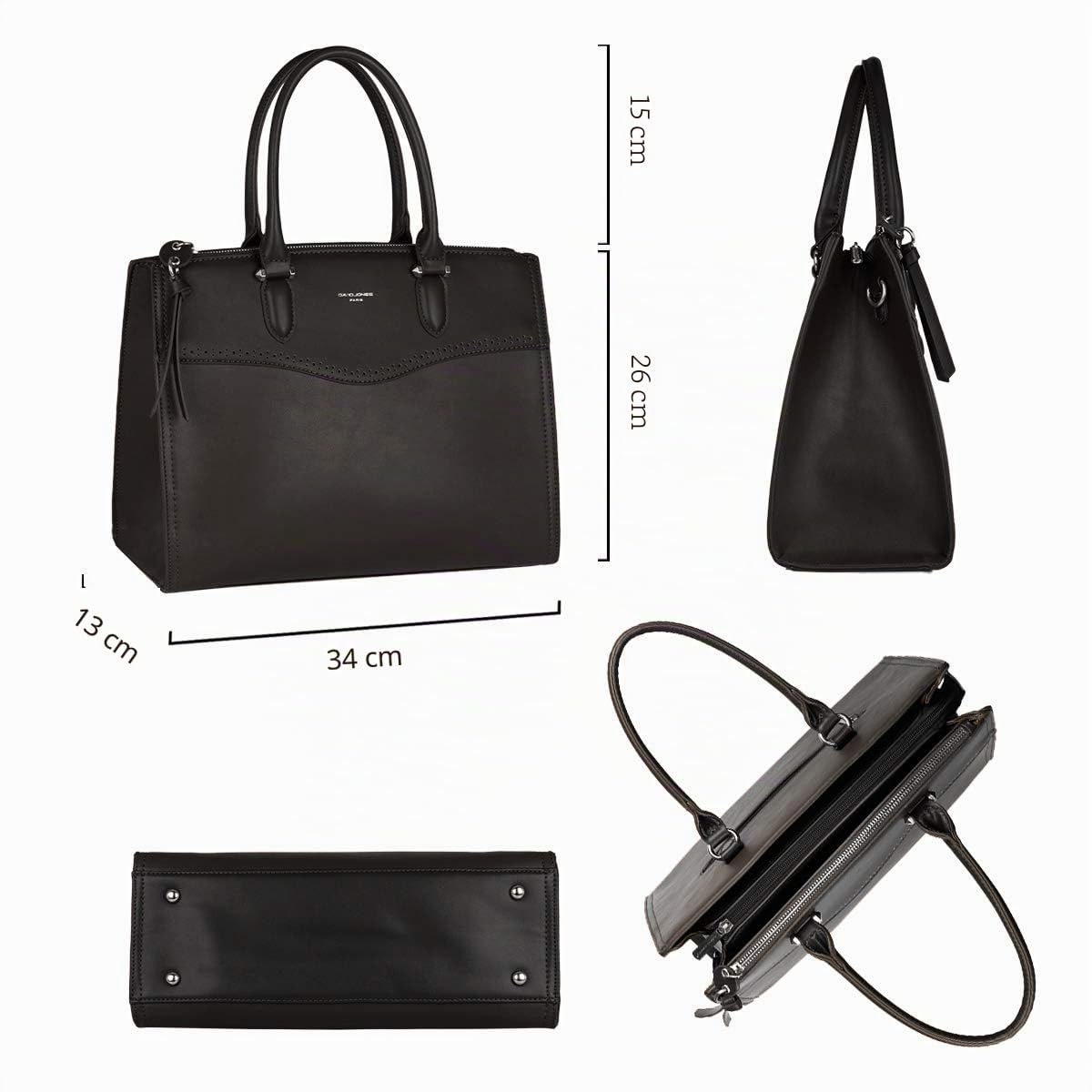 David Jones - Grande Borsa a Mano Donna Elegante - Borsa a Spalla Tracolla PU Pelle Capiente - Satchel Tote Shopper Bag Lavoro - Molte Tasche Scomparti - Quotidiana Moda