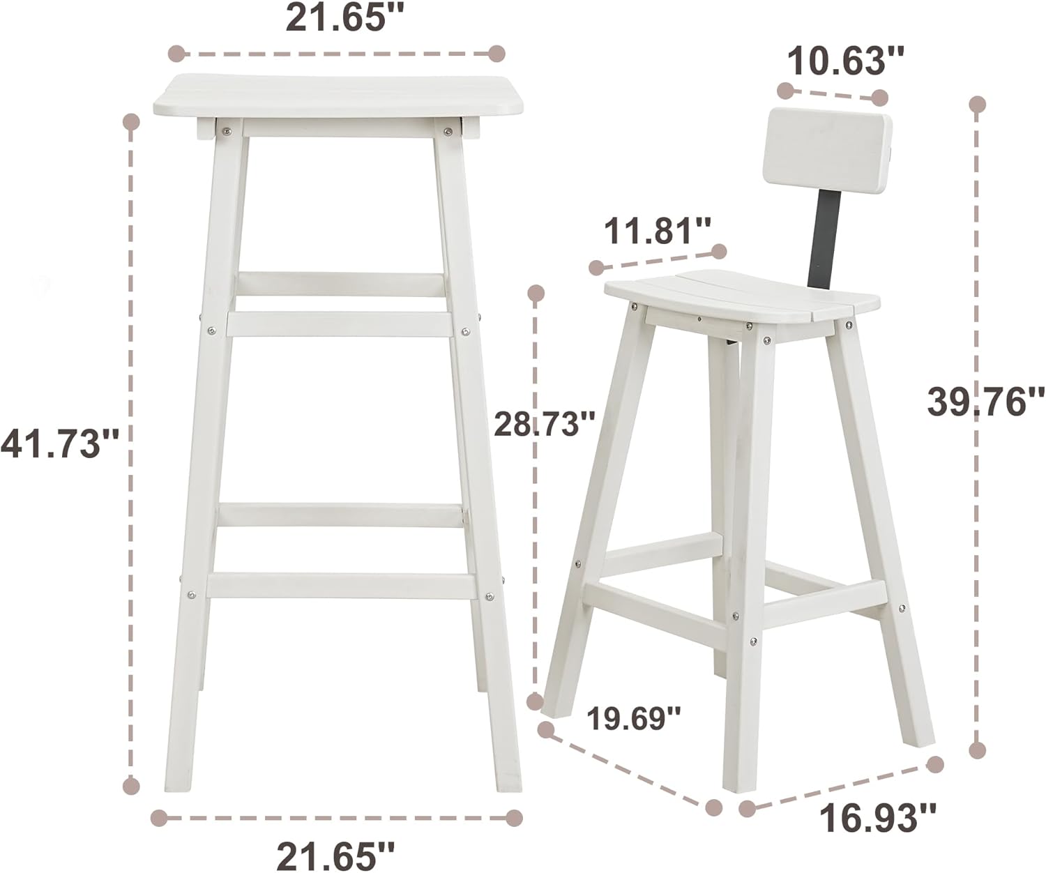 3-Piece Outdoor High Table Set, 42" Pub & Bistro Table with 2 Stools, HDPE Weather Resistant for Patio/Backyard/Garden/Poolside, White