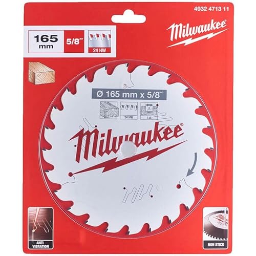 Milwaukee 4932471311 Circular Saw Blade P W 165 x 15.87 x 1.6 mm x 24 Atb