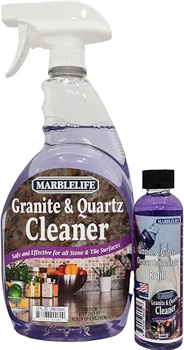 Marblelife Kit de limpiador de granito y cuarzo, limpiador en aerosol listo para usar de 32 onzas + repuesto de concentrado de 4 onzas, limpiador Marblelife Kit de limpiador de granito y cuarzo, limpiador en aerosol listo para usar de 32 onzas + repuesto de concentrado de 4 onzas, limpiador