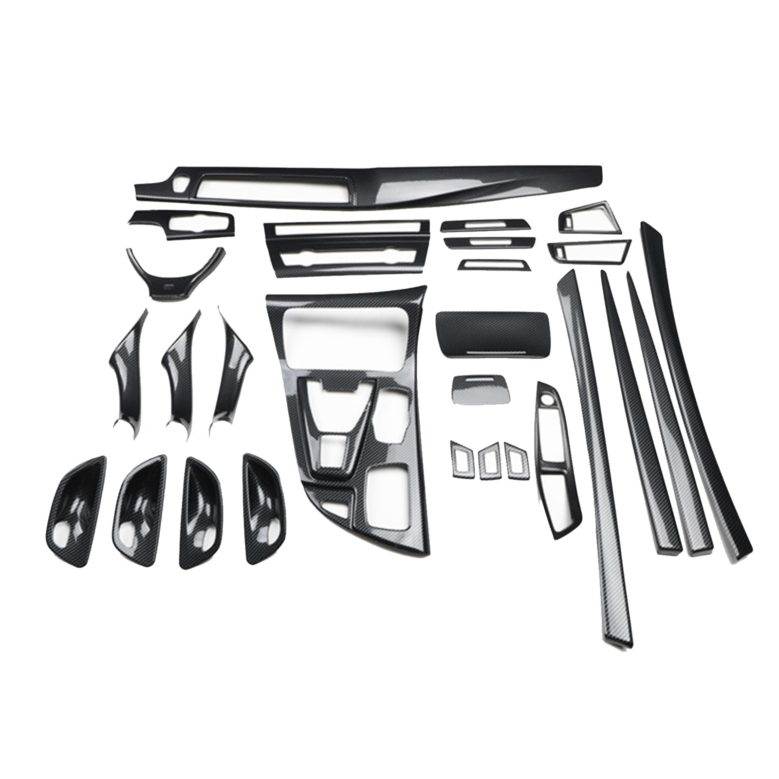 Carbon Fiber Style Car Center Console Dash Panel Decorative Cover Trims 27PCS Interior Trim Kit Fit for BMW