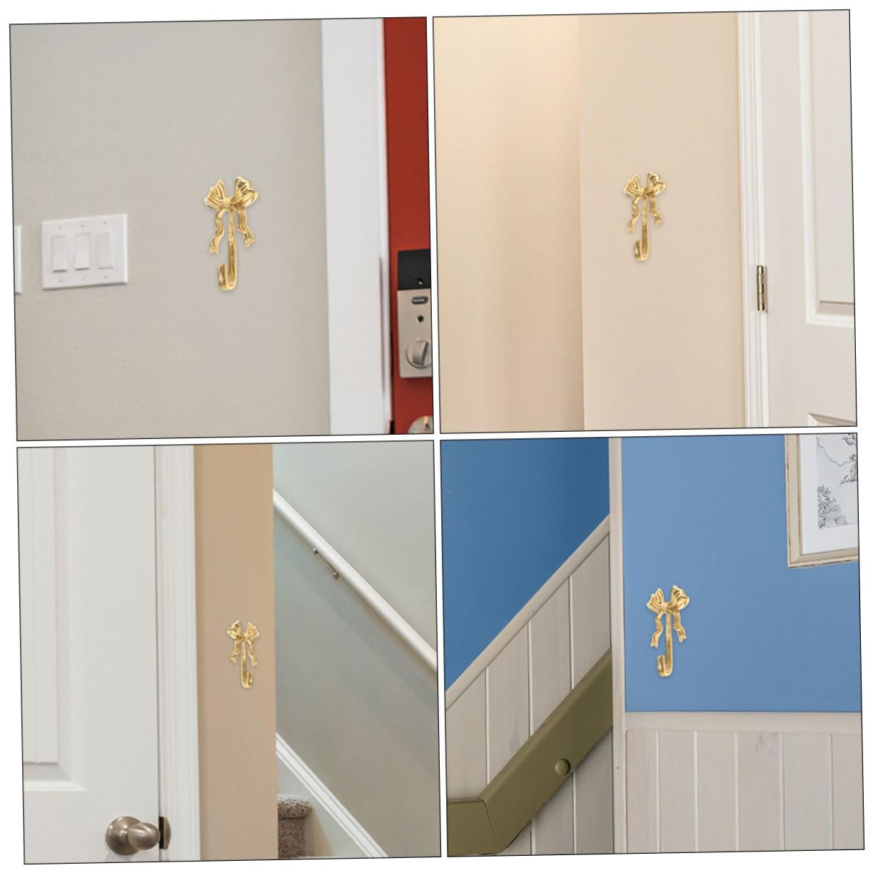 Alipis Ganchos de Pared de Latón Dorado en Forma de Lazo 2 Piezas