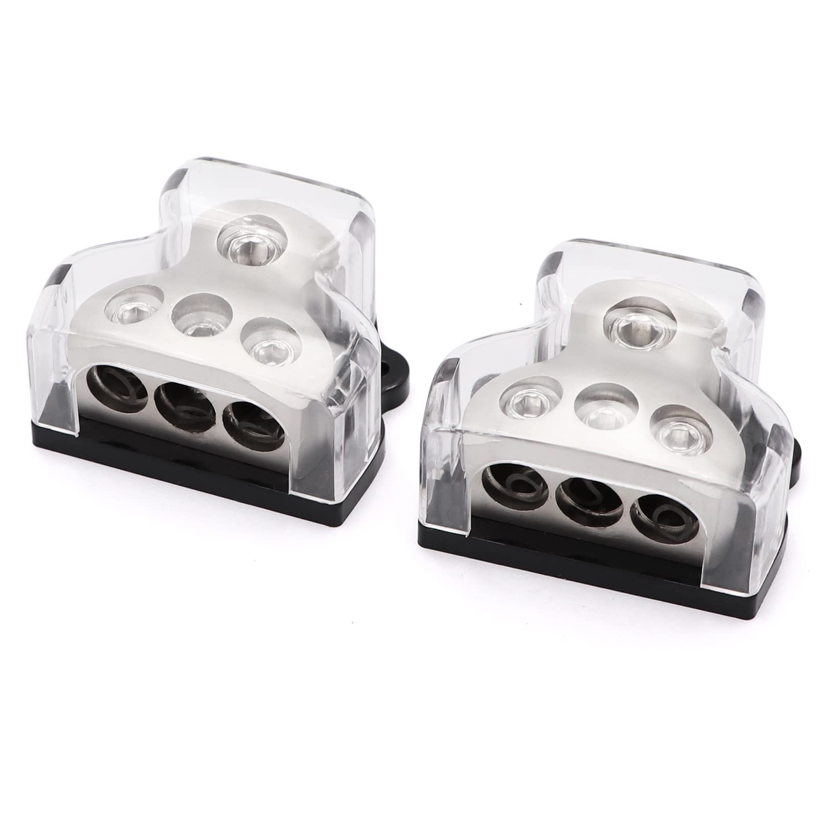 Aqxreight Power Distribution Block (2 Pack) | 1x 0/4 Gauge In, 4/8 Gauge Out For Car Audio & Boat Systems - View #2