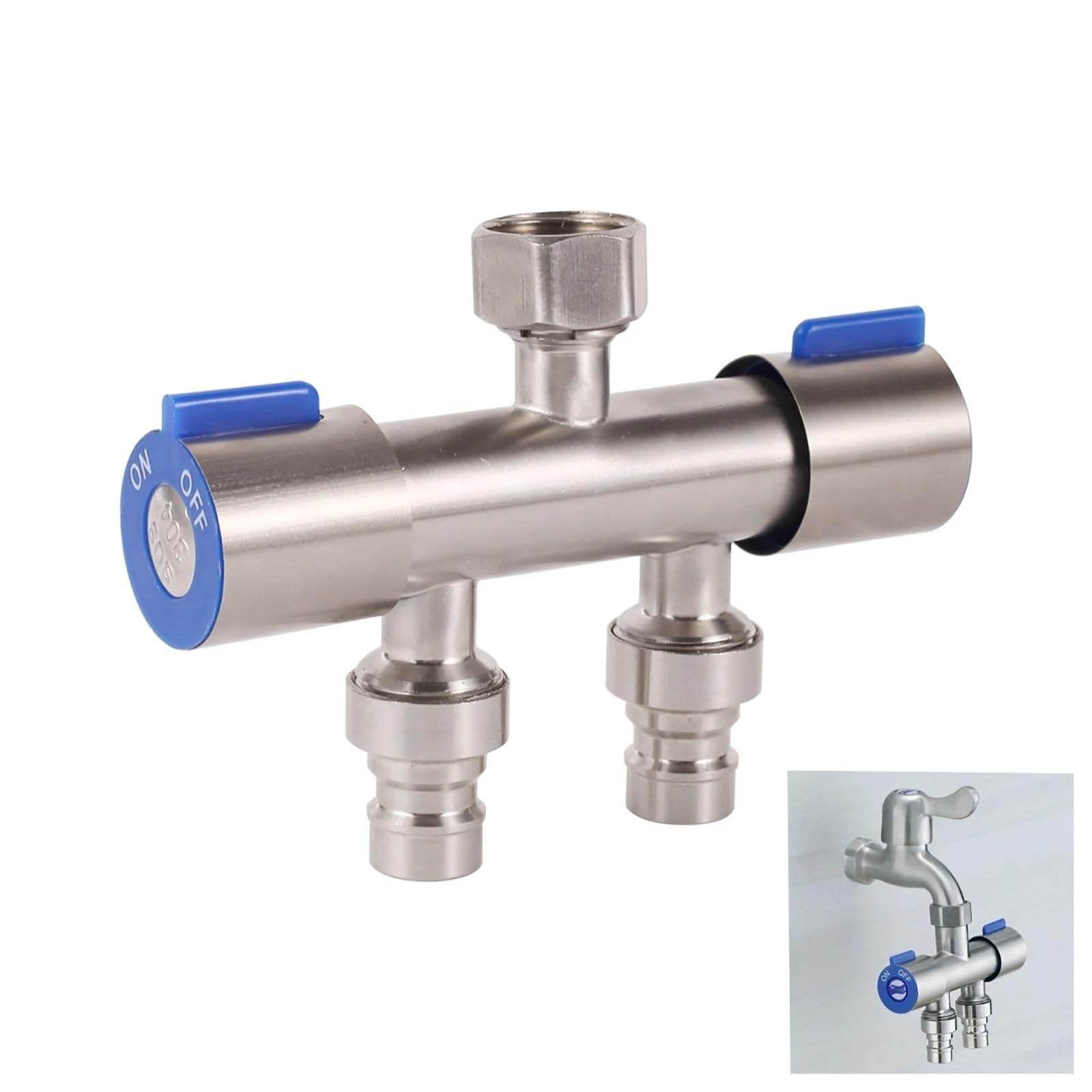 Robinet de douche 1 entrée 2 sorties vanne de dérivation double commande