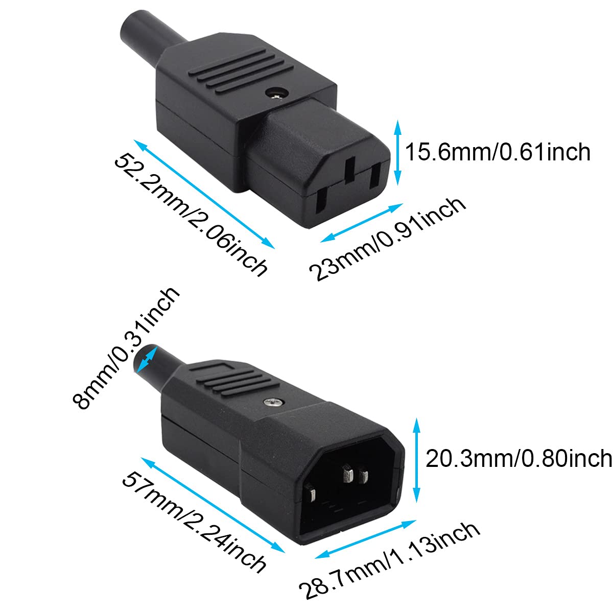 CERRXIAN Cable de alimentación IEC 320 C14 a C7 dual, cable de conversión C14 macho a 2 X C7 hembra C7 Divisor de CA, adecuado para impresoras, escáneres, etc. (c14-c7/c7