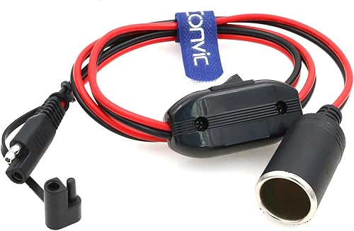 Miniatura 1 de Eonvic Cable de enchufe SAE a encendedor de cigarrillos con interruptor de encendidoapagado 16AWG 12V conector de desconexión rápida adaptador de