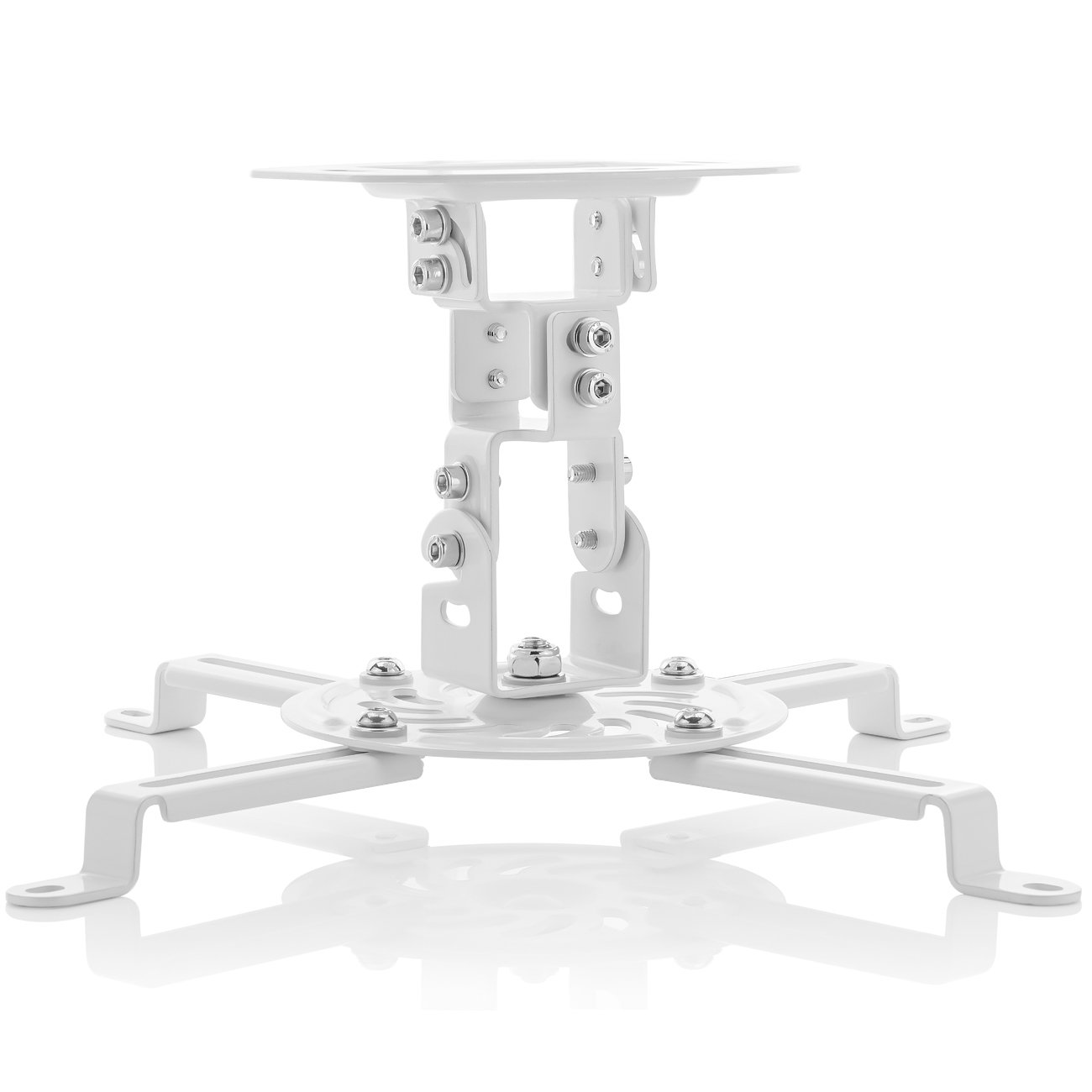 deleyCON Universal Beamerhalterung Projektor Deckenhalterung - Neigbar +-15° - 360° Schwenkbar - bis 13,5Kg Belastbar - mit Kabelführung - Weiß