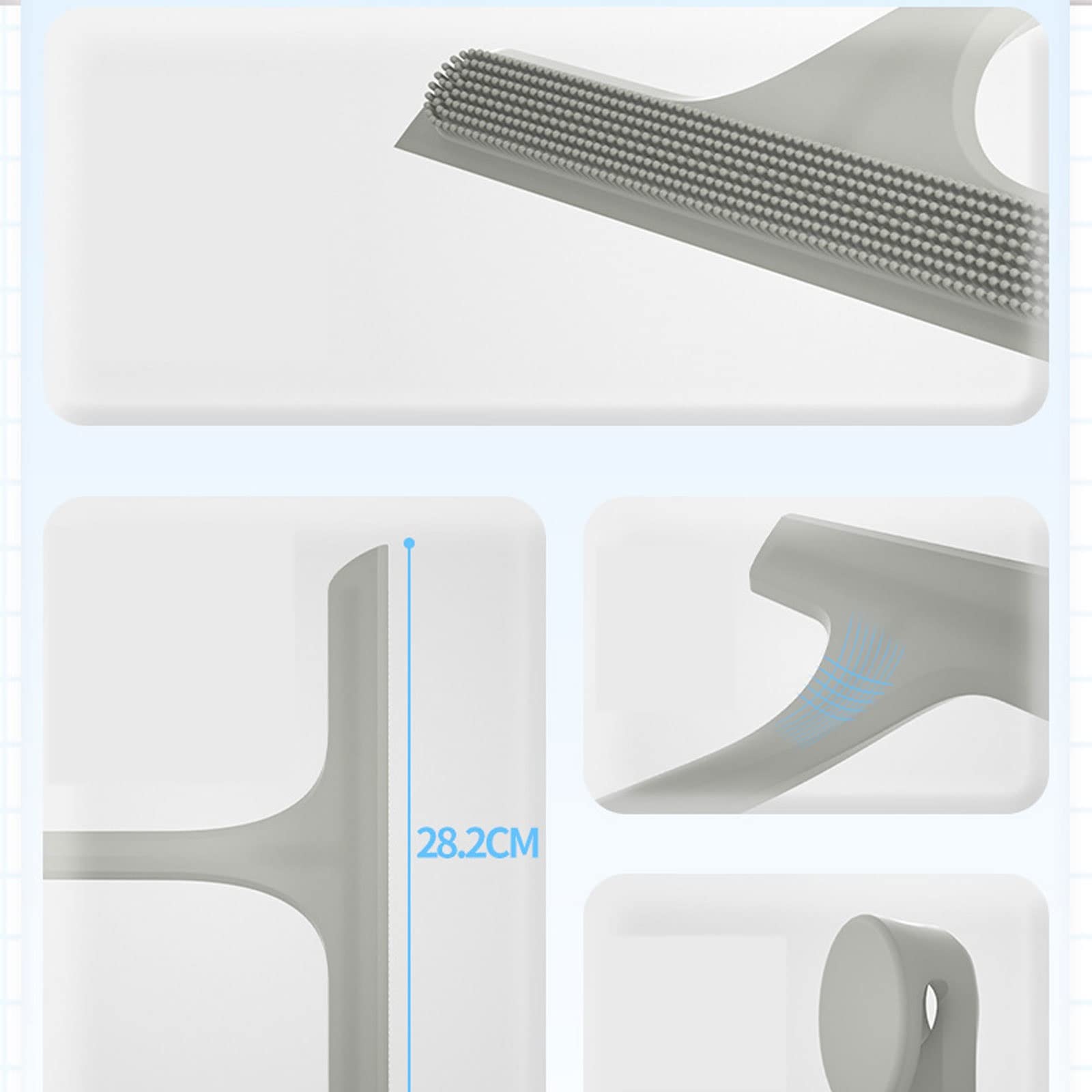 Rasquetas para Ducha, Escobilla de Goma Gris Doble Cara Silicona for Limpieza Ventanas Coche, baño y Ducha