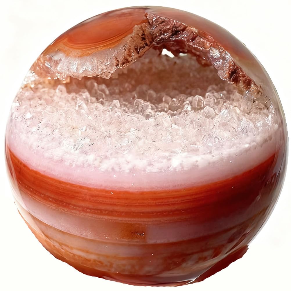 ITCLEYMDZV Crystal Red Twisted Agate Geode Ball Raw Stone Polished Home Decoration Ornaments,for Room Office Decor Luck 5-6Cm,60mm