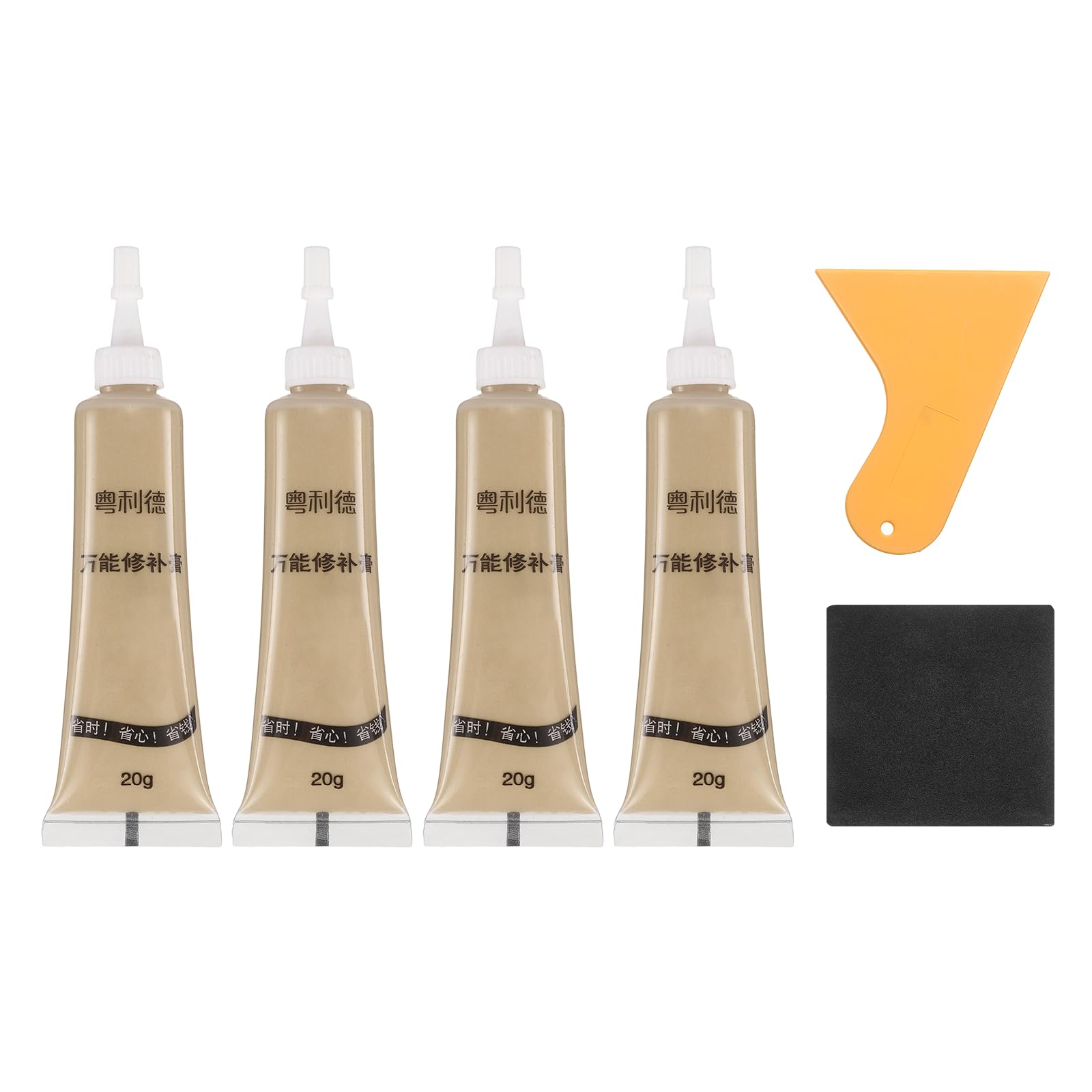 sourcing map Wood Repair Kit, 4 Pcs Touch Up Filler Wood with Scraper Sandpaper for Scratches Holes Crack Tables Desks Wooden Floors Repair Cover Ups, Red Wood