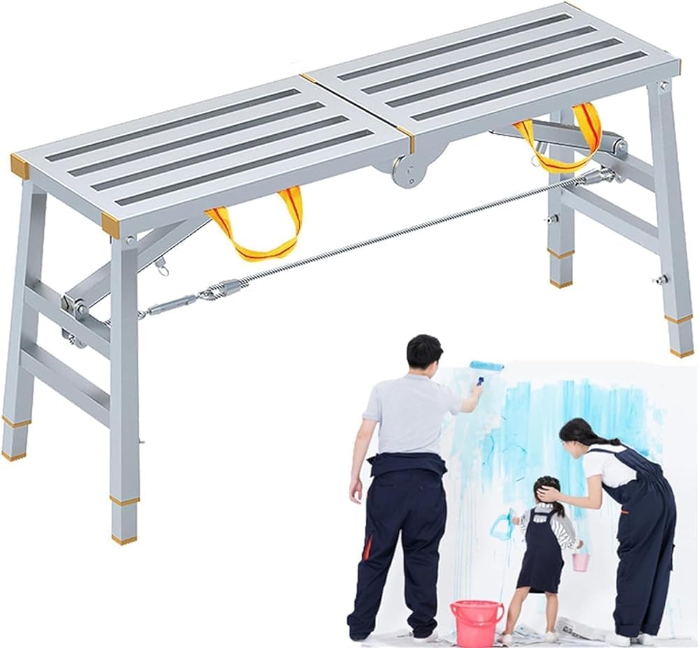 Échafaudage à hauteur réglable pliable : tabouret à échelle de tour robuste de chantier