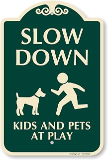 SmartSign Designer "Slow Down - Kids And Pets At Play" Sign, 12" x 18", 120 mil Aluminum Composite (ACM) with Overcoat, Engineer Grade Reflective, Green, Made in USA