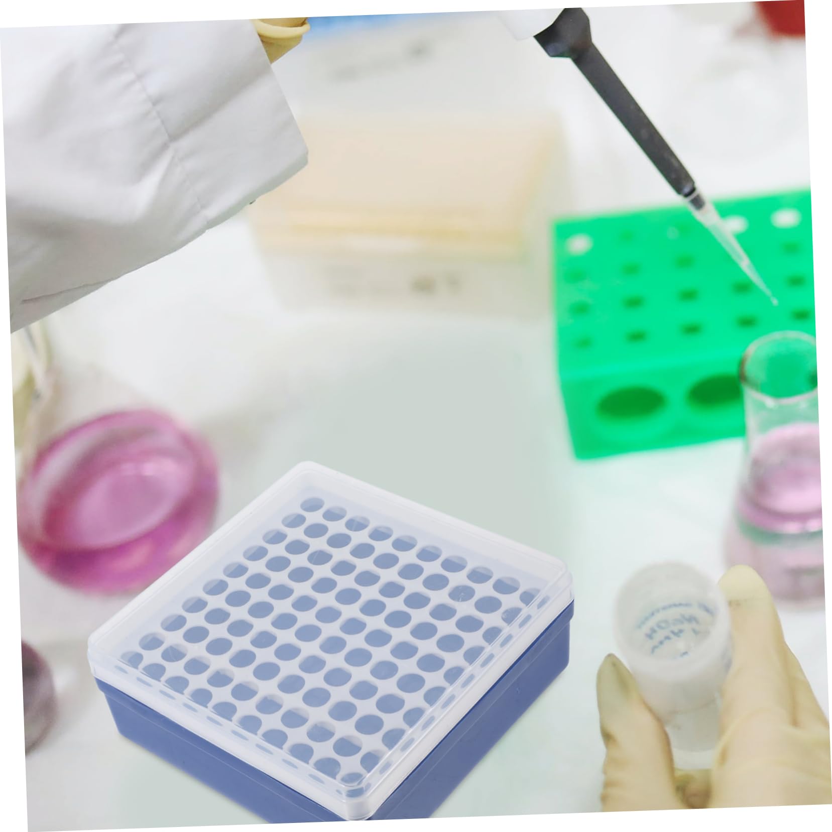 ULTECHNOVO Test Tube Storage Box Test Tube Case for Laboratory Reusable 100 Holes Easy to Store Lightweight