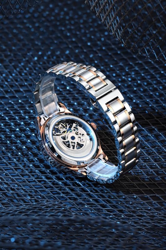 Image of Giordano Premier Fortezza Collection Automatic Watch for Men with Skeleton Round Dial, Luminous Hands and Markers, Stainless Steel Strap - GZ-50225