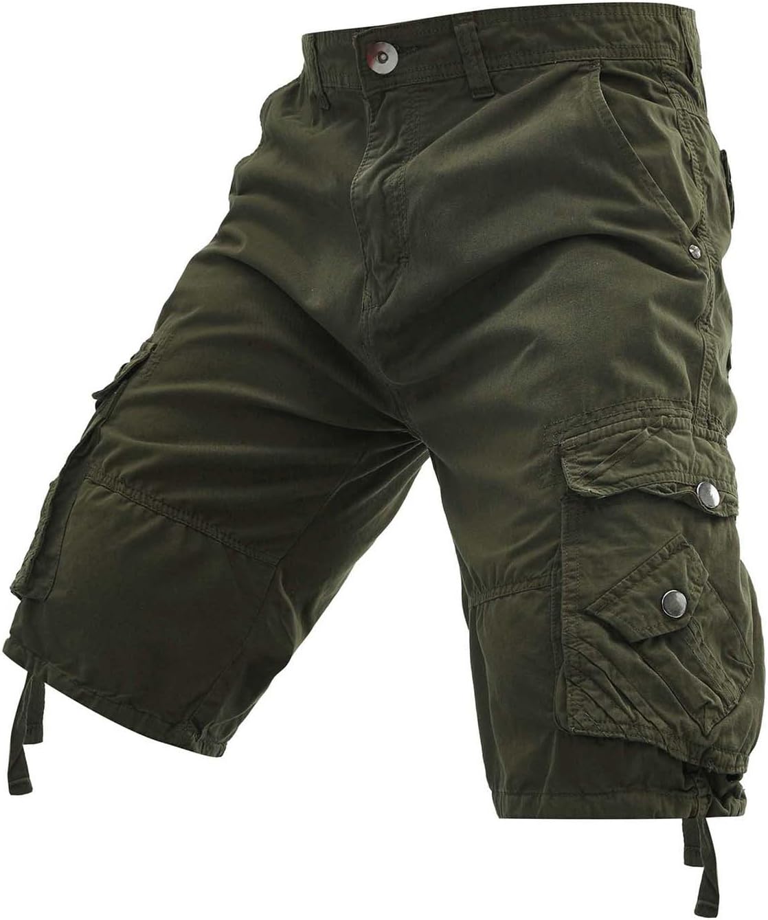 Mens Casual Shorts Cotton Elastic Waist Cargo Shorts Stretch Lounge Pants Summer Hiking Pants with Multi Pockets