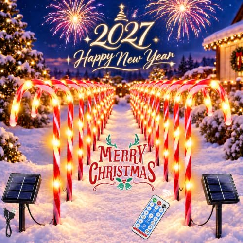 24-Pack-Solar-Candy-Cane-Lights-Outdoor-Solar-Christmas-Lights-with-Remote 24 Pack Solar Candy Cane Lights Outdoor, Solar Christmas Lights with Remote - Image 1