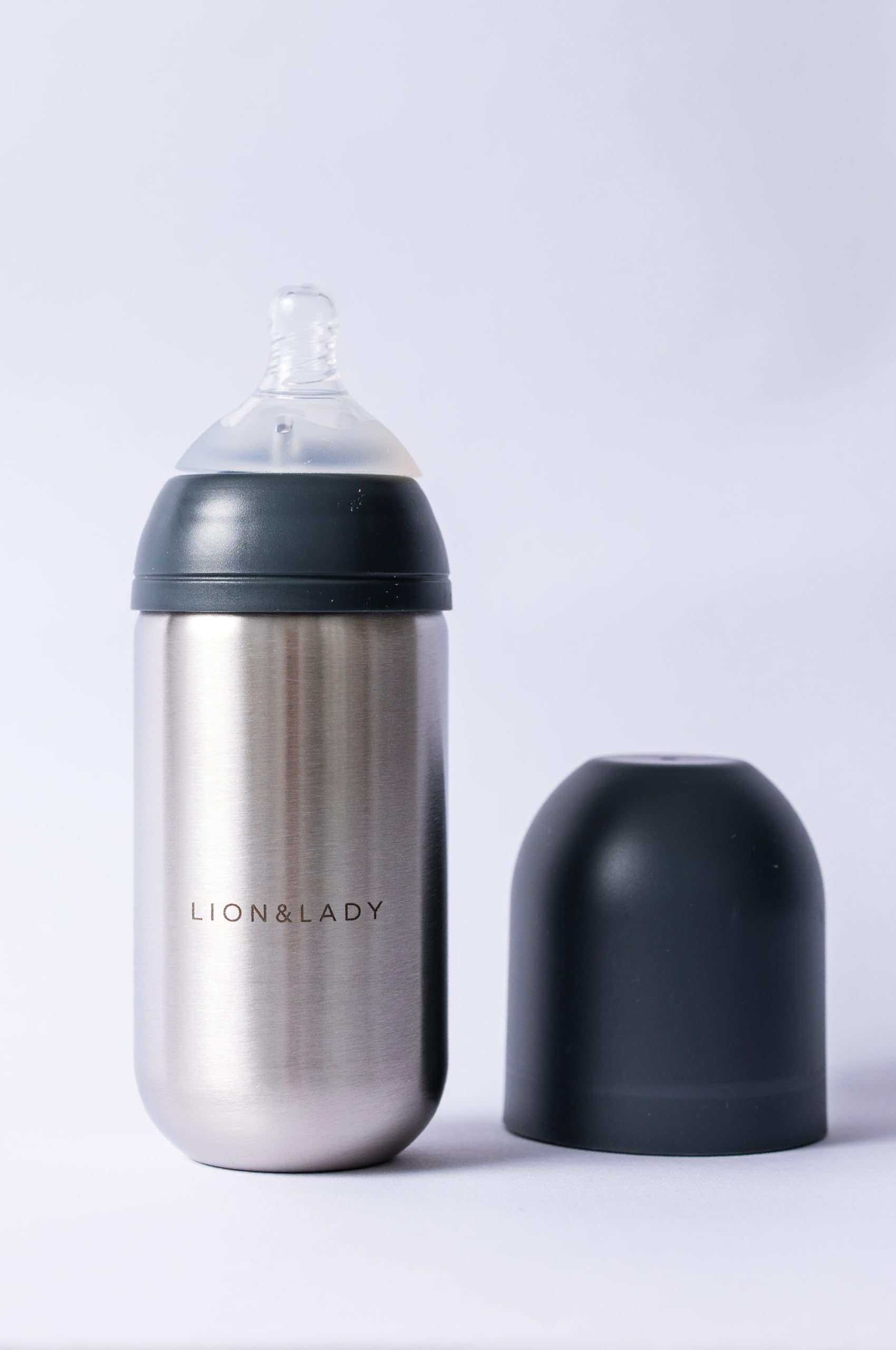 Lion & Lady Stainless Steel Baby Bottle - 400ml, French Navy