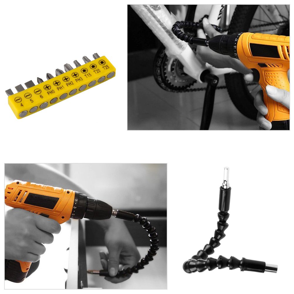 Flexible Power Bits Drill Extension & Screwdriver Head Set Hex Shaft Quick Connect Drive Shaft Tip With 10Pcs Screwdriver Bits - View #5