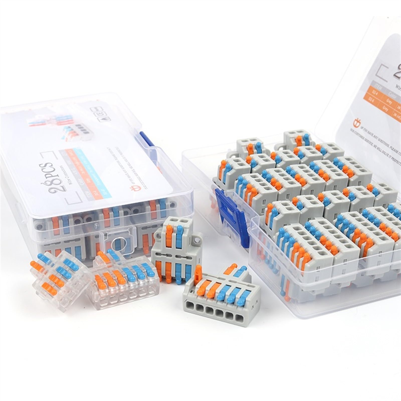 Connettore rapido a molla in scatola Connettore cavo 2 ingressi 4/6 uscite Cavo sdoppiatore Terminale a pressione con leva 0,08-2,5(4,0) mm2(22PCS GR M)