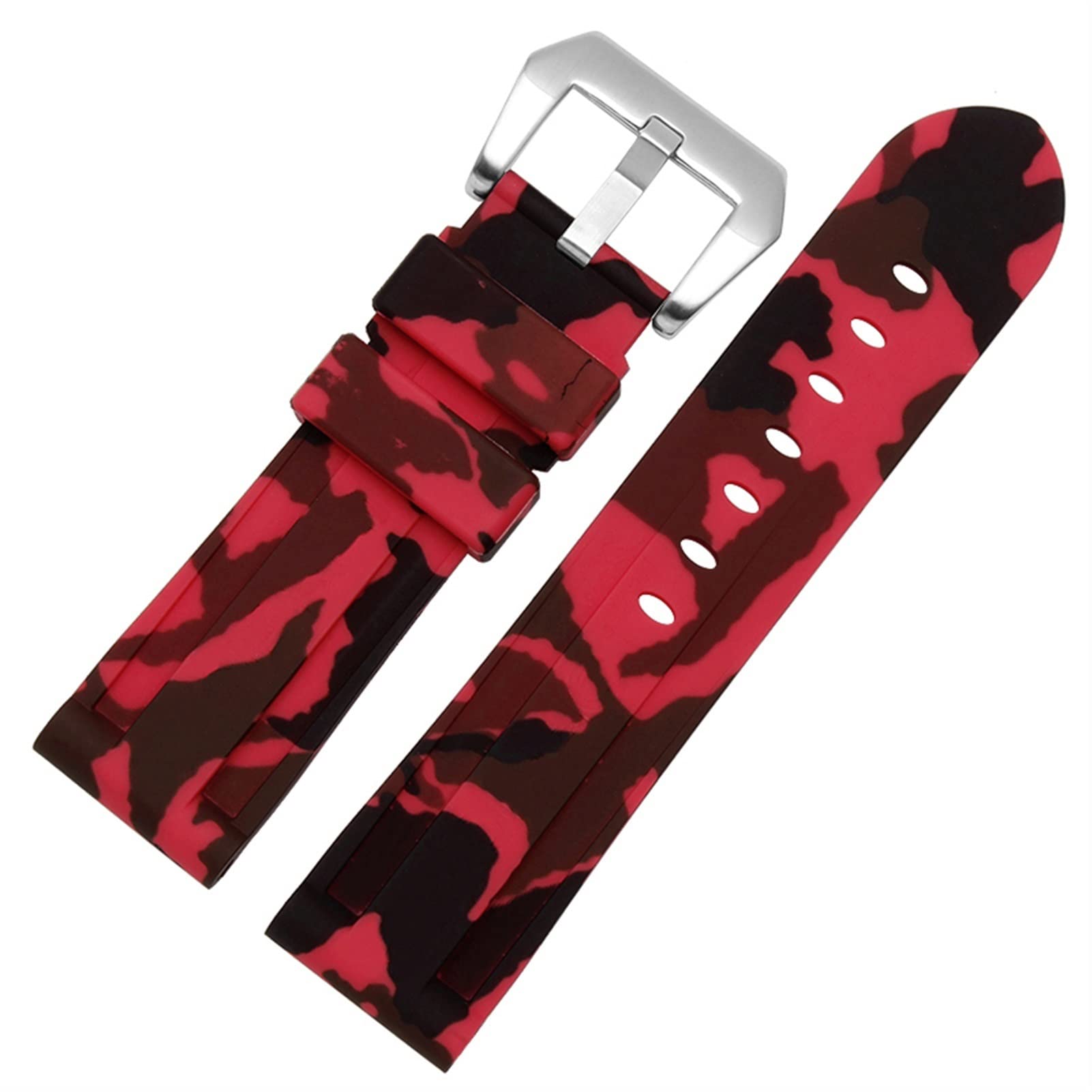 Correa de reloj de silicona de 26 mm deportiva e impermeable roja 8