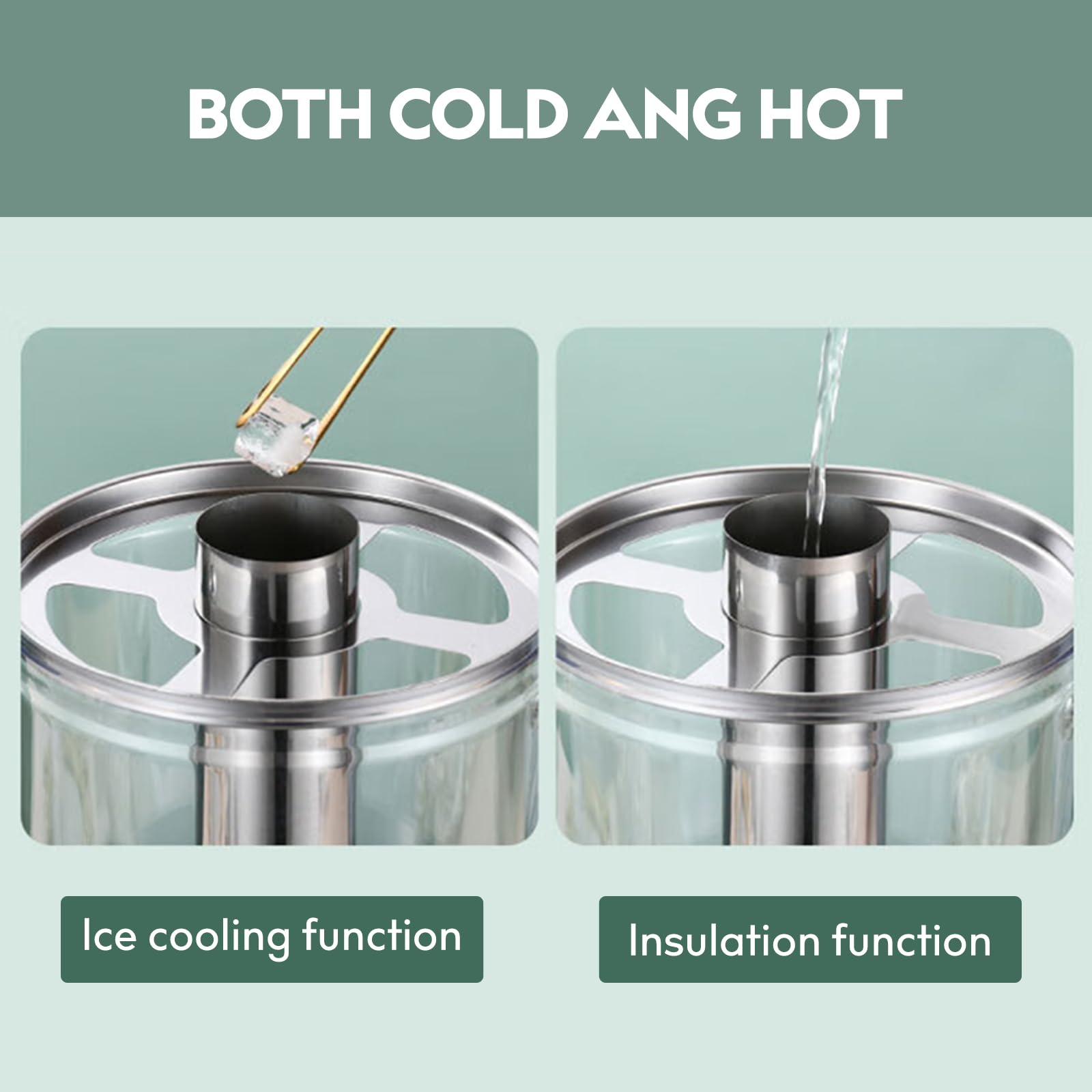 Dispensadores de bebidas de 2.2 galones para fiestas, dispensador de bebidas con soporte, dispensador comercial de jugo frío caliente con recipiente de hielo y bandejas de goteo de acero inoxidable