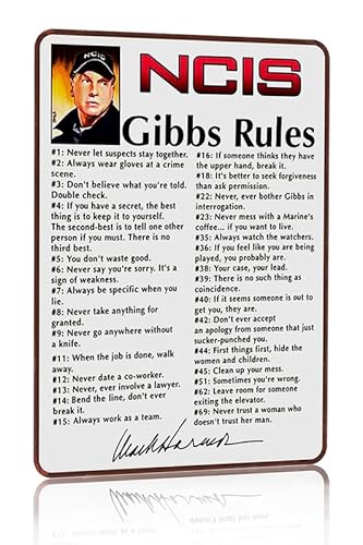 Kdly Ncis Gibbs Rules Leroy Jethro Gibbs Signature Funny 69 Rules Tin Metal Sign For Man Cave Shop Bar Pub Wall Decor 8X12 Inches #TOP26