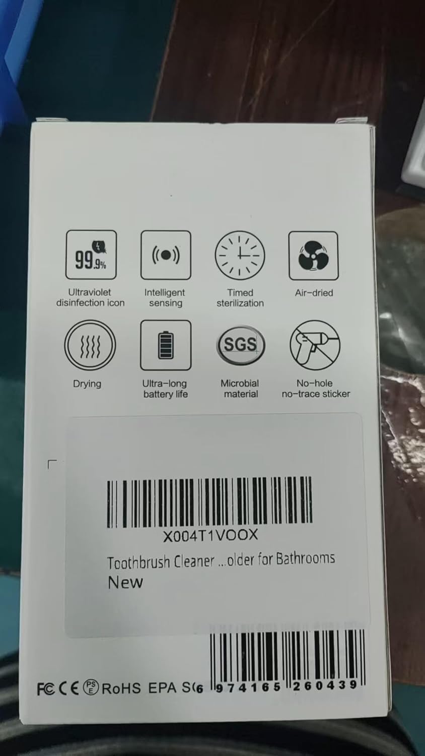 Toothbrush Cleaner & Toothbrush Holder, Cleaning and Air Drying, LED Smart Screen, Rechargeable Wall Mount Toothbrush Holder for Bathrooms Black image 7 of 8 B0FLTS5LG4