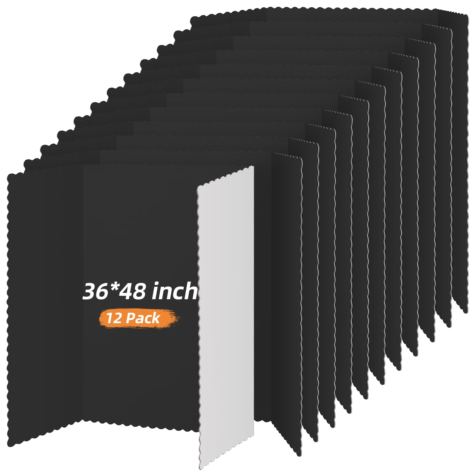 Henoyso 12 Pcs 36 x 48 Inch Black Tri Fold Poster Board Bulk for Display