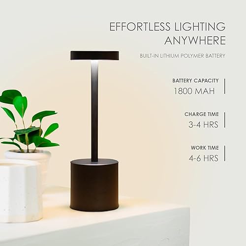 Lámparas de mesa inalámbricas  Luz de mesa LED inalámbrica dorada con atenuación continua de 3 colores por tacto  Elegante lámpara de mesa para