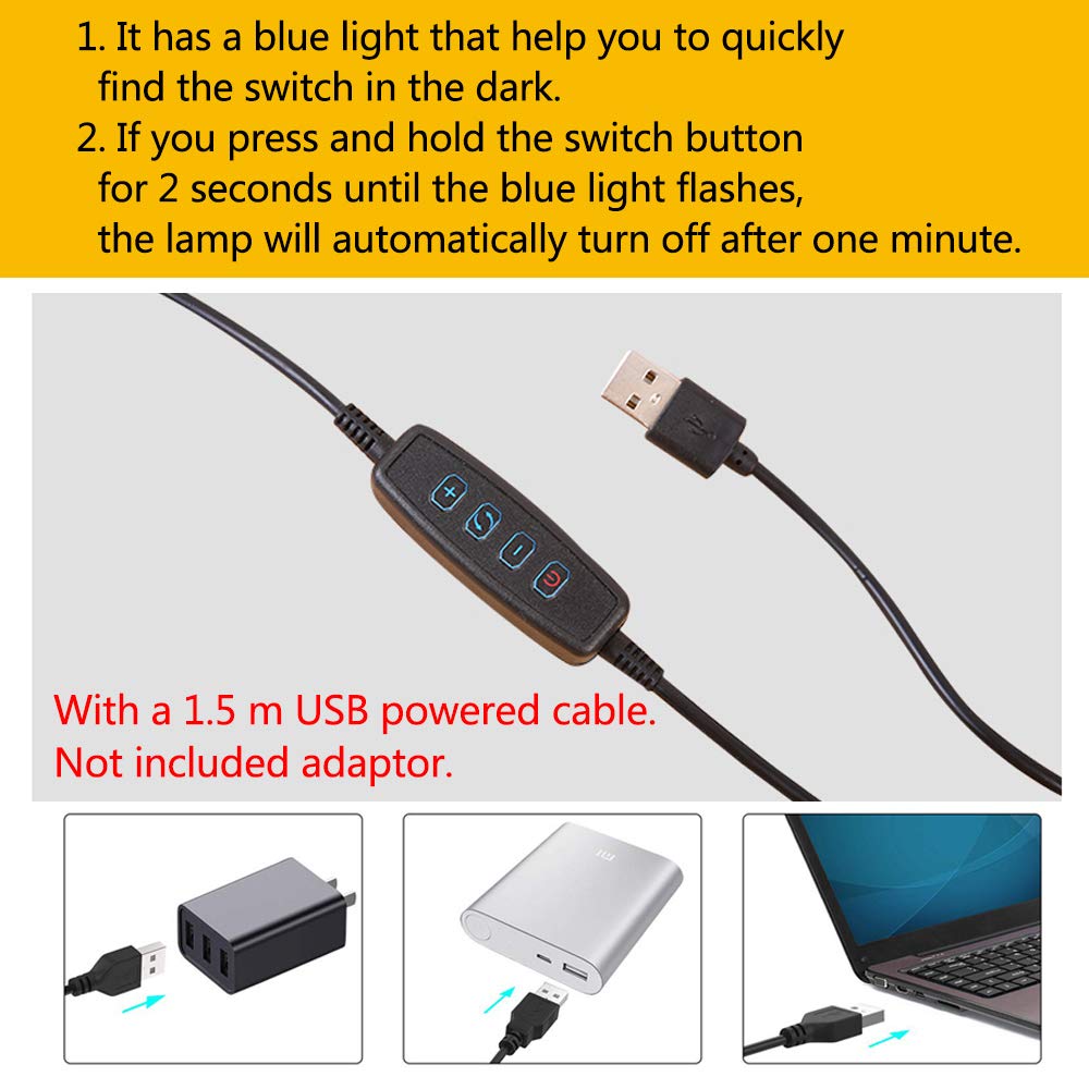 DIWUJI LED Clamp Light - Dimmable Reading Lamp -4