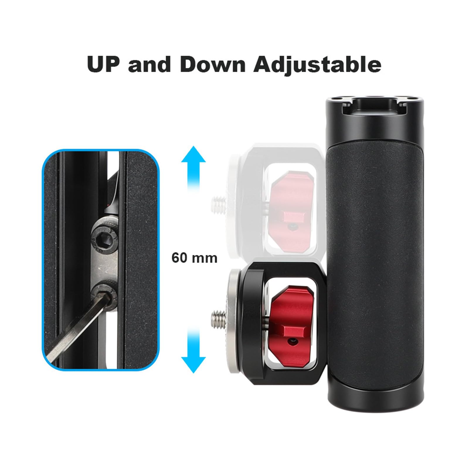 Impugnatura ergonomica laterale con montaggio a vite da 1/4 pollici per fotocamera DSLR Cage impedisce scivolamenti accessori di montaggio facili maniglia professionale follow concentrazione