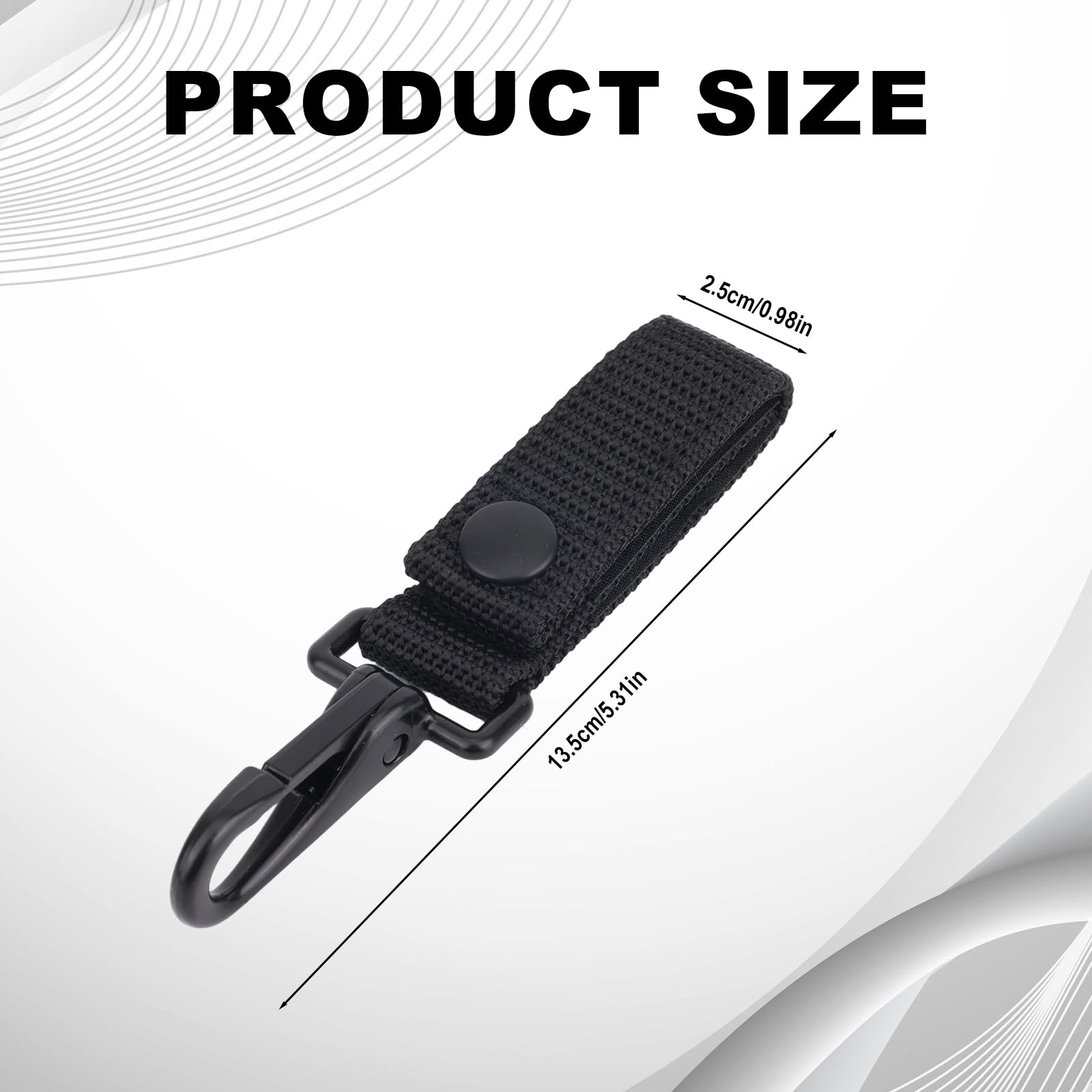 2 Clips Sujetadores Cinturón Reforzados, Pasadores Cinturón Nylon Botón a Presión Soportes Resistentes Accesorios Policía y Seguridad para Llaves Objetos Pequeños (Negro)