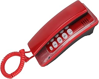 Corded Landline Telephone, Wall Mountable Desktop Wired Phone Home Phone, with Large Buttons, Redial, Pause, Mute, Flash Function, for House Office Hotel Bathroom(red)
