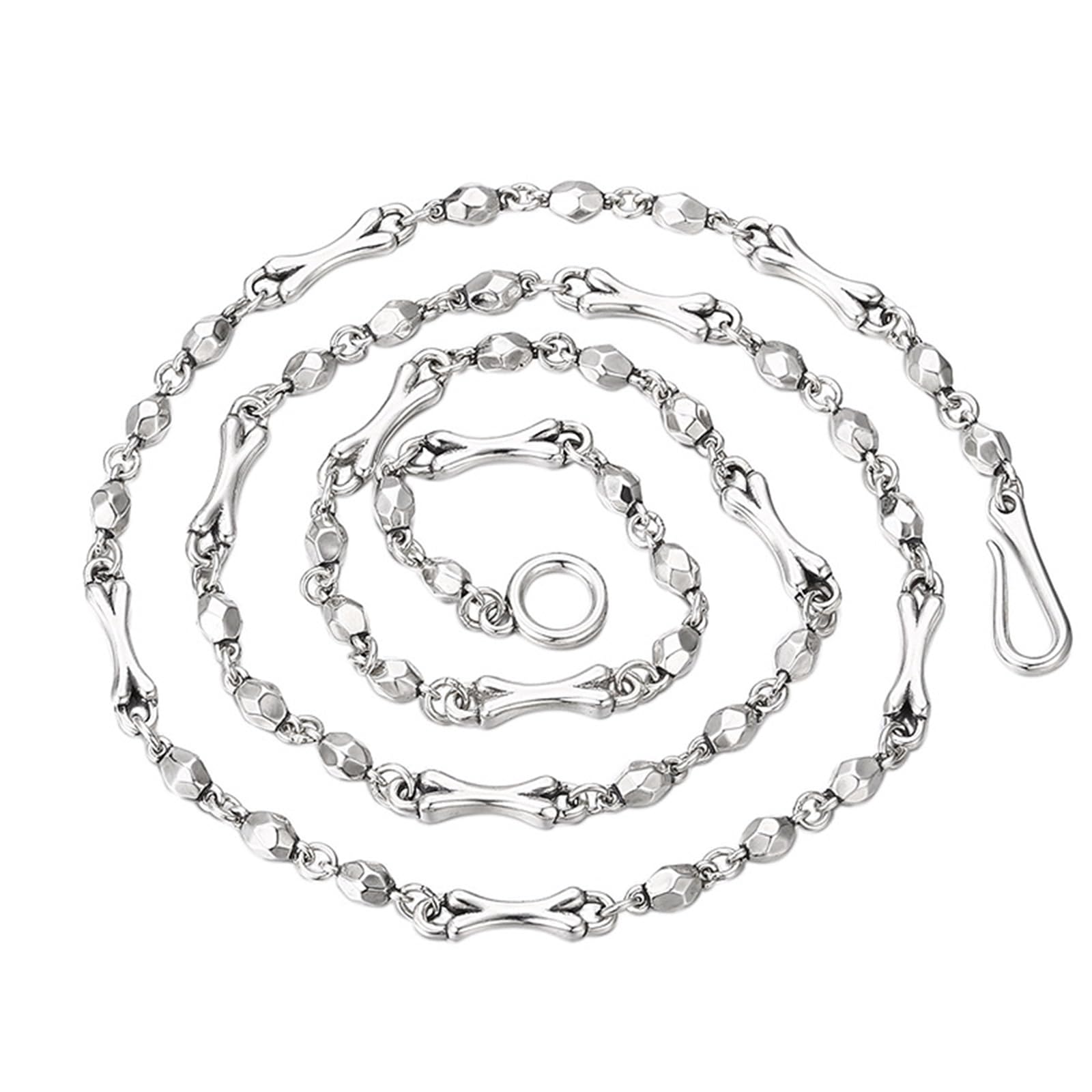 Collane Argento 925 Uomo Donna Catena Collana Argento Sterling | Collana Motivo Geometrico e Osso Vintage Largo 4MM Collane per Donna e Uomo Argento Gioielli